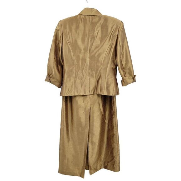 Vintage 80's Formal‎ Maxi Skirt Set 8P Gold Metallic Modest Mother of the Bride - Picture 10 of 16